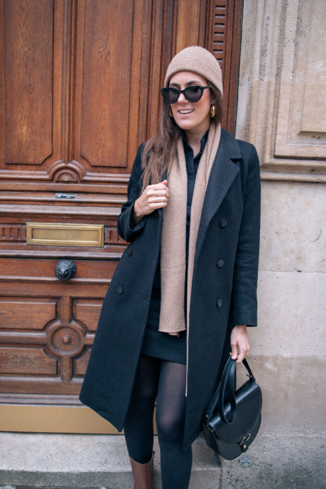 manteau noir classique femme